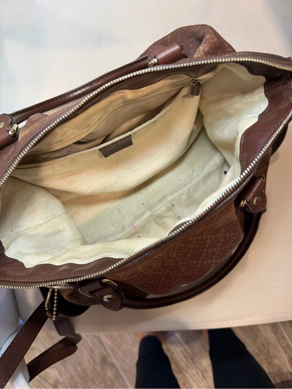 Gucci Sukey Medium Diamante Leather Satchel Brown Shoulder Crossbody Bag